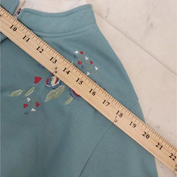 BLAIR Sweater Cardigan Blue Button Front Embroidered Sz 2XL - Picture 11 of 12